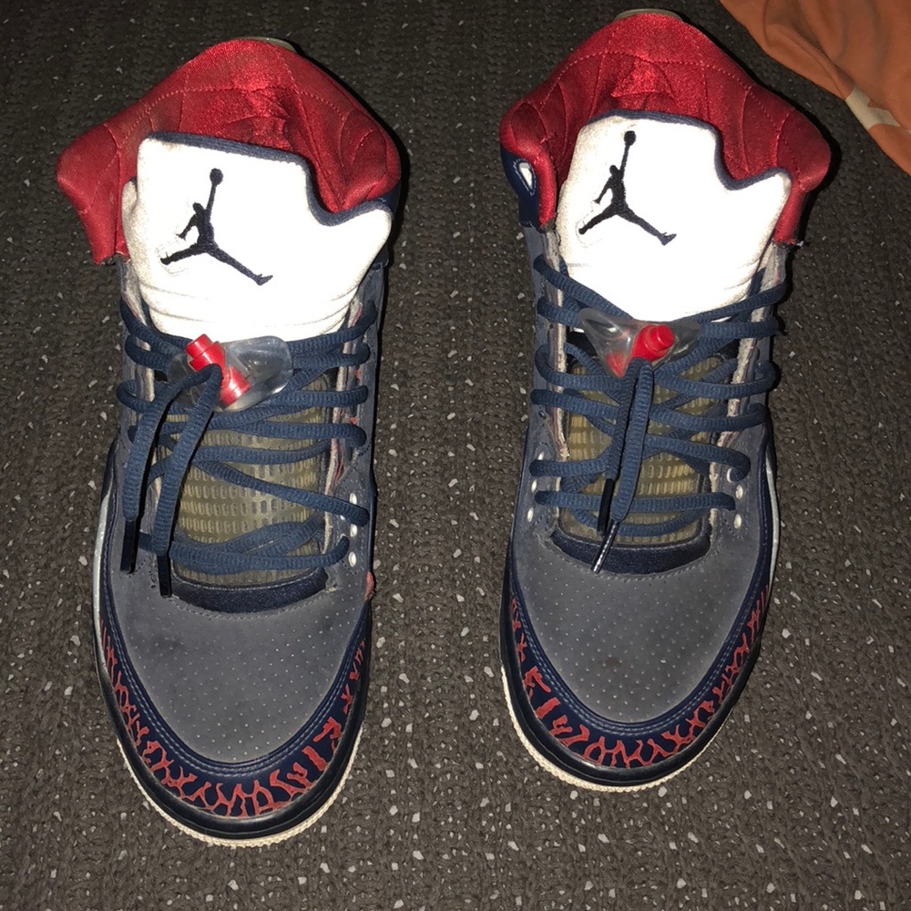 Air Jordan 10.5- Old school blue and red Jordan’s.